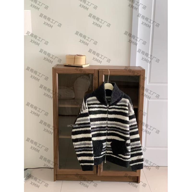 XMM.【百分百羊毛条纹毛衣外套】冬时尚百搭潮流休闲洋气保暖63-112