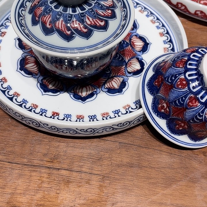 炒**花景德镇青花釉里红茶具