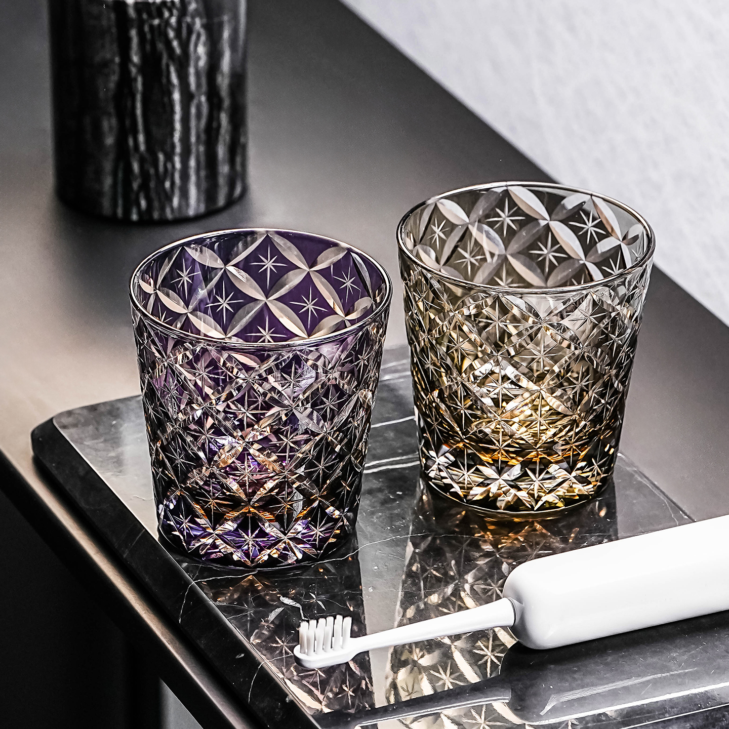 星光奢华洛水晶玻璃刷牙杯高档浴室卫生间洗漱台高颜值情侣漱口杯