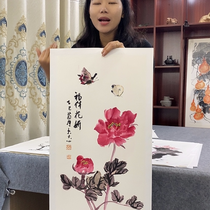 国画纯手绘国画写意作品34*68