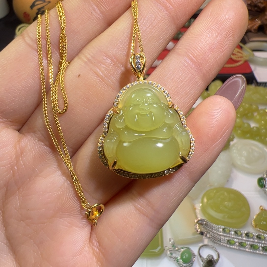 和田玉银S925镶嵌颈饰