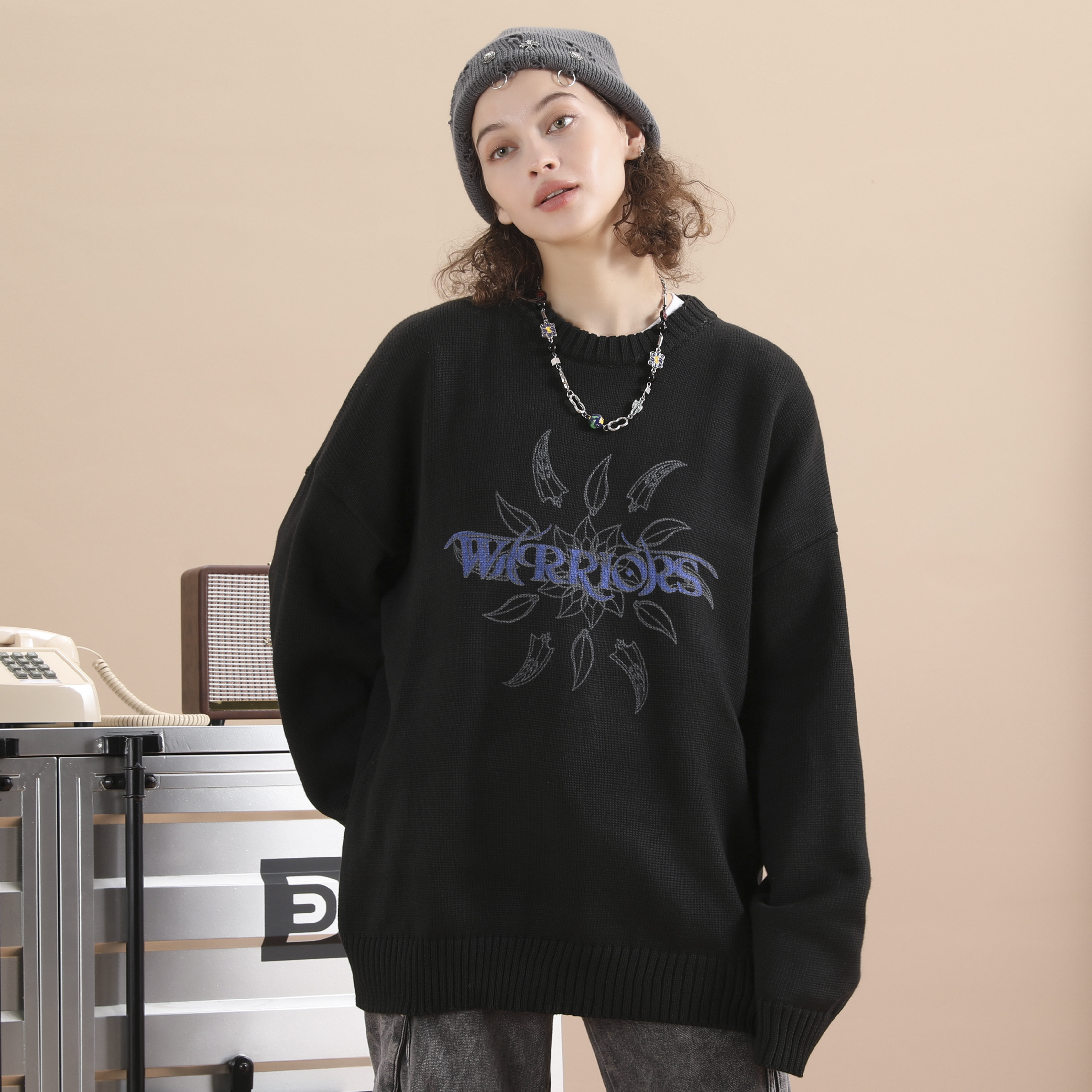 套头圆领针织毛衣针织衫休闲复古秋冬加绒秋季 男装夹克