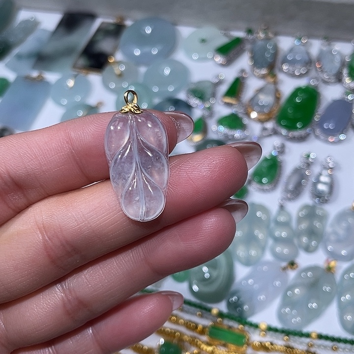 翡翠18K金镶嵌吊坠(不含链)