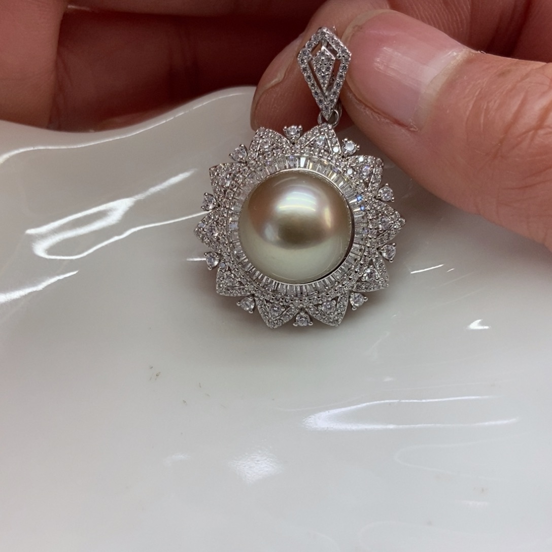 海水珍珠吊坠(不含链)银S925镶嵌