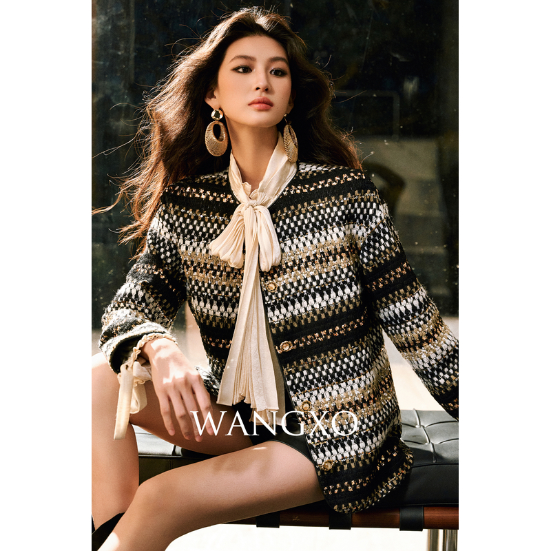 WANGXO 特种纱亮片小香松弛奢感外套 255961W