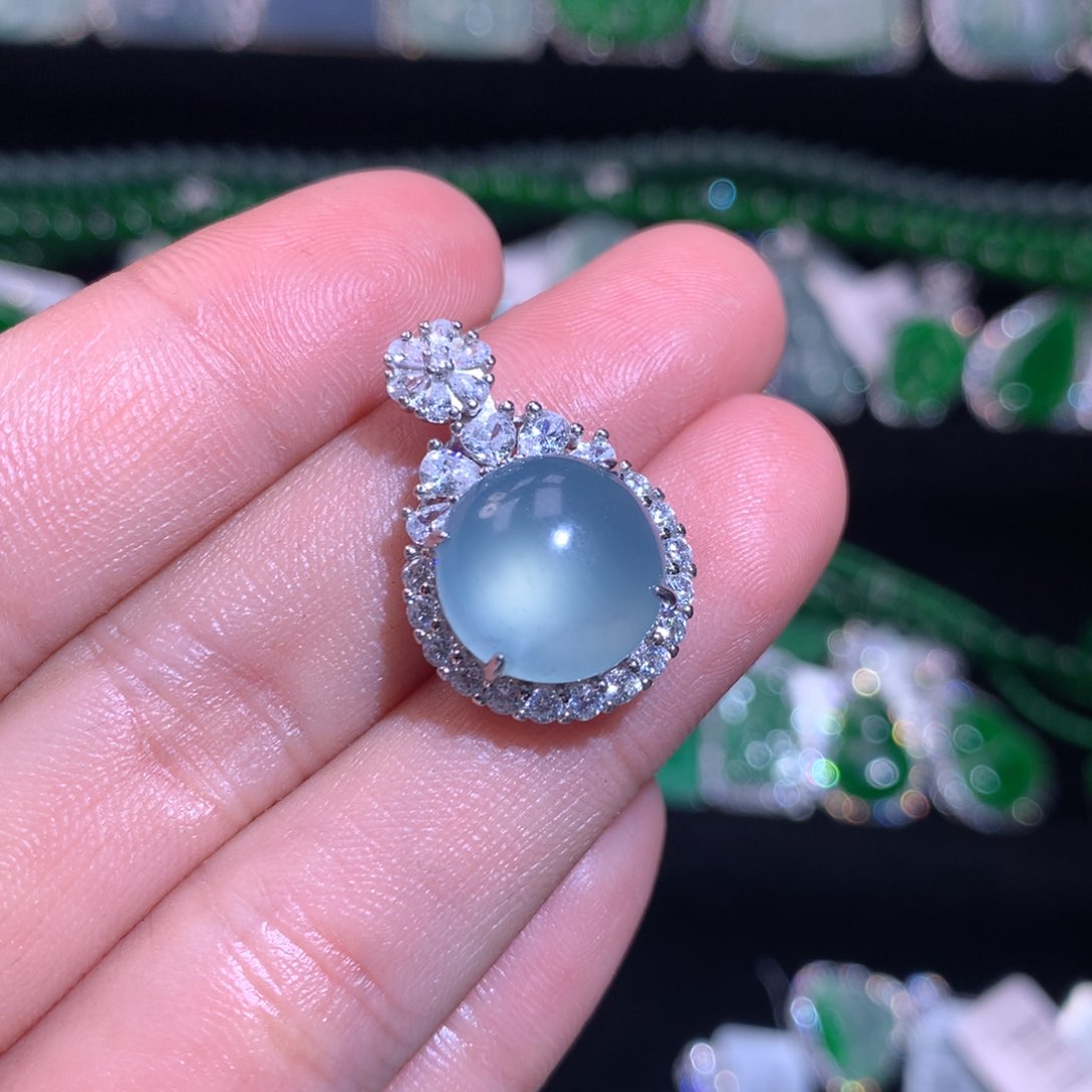 【闪购商品】翡翠银S925镶嵌颈饰天然翡翠