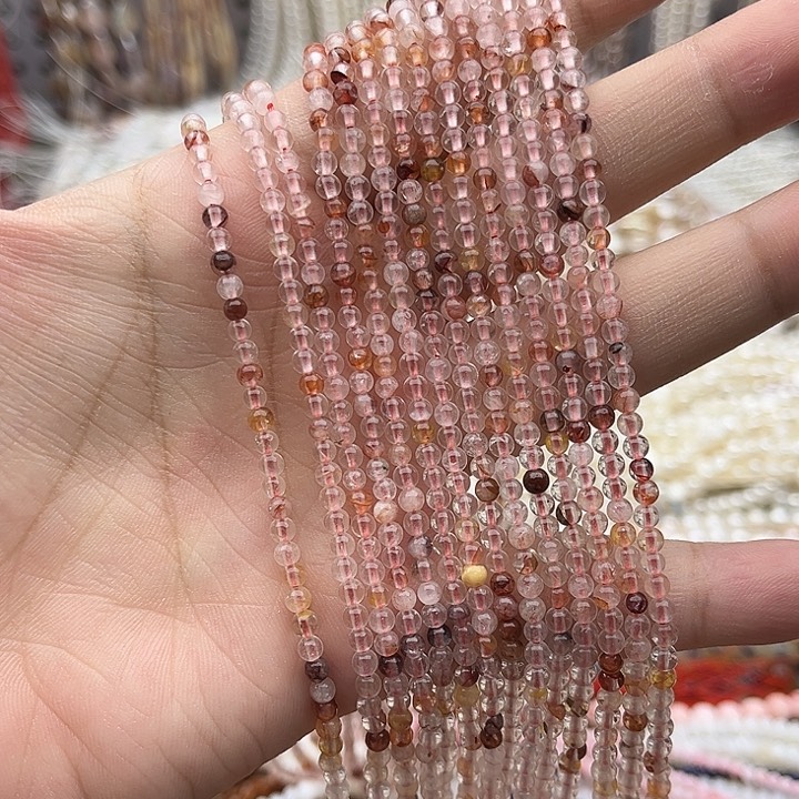 未镶嵌玛瑙/玉髓珠宝半成品一条3mm左右红胶花