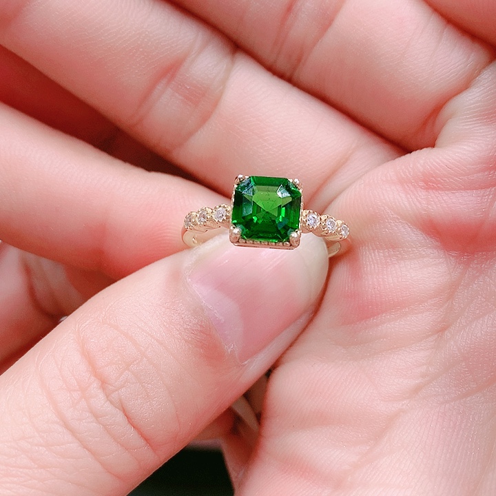 透辉石戒指银S925镶嵌7✖️7