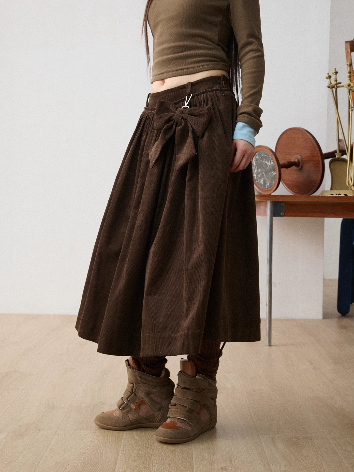 【直播间清仓款no退no换】【幕后结颂】中腰灯芯绒A字蝴蝶半身蓬蓬裙