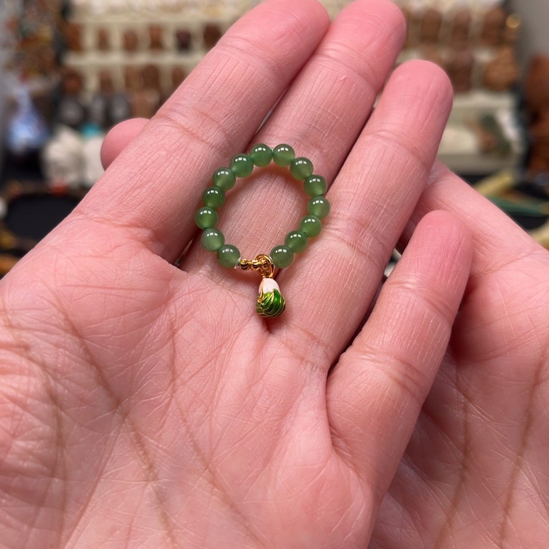 和田玉（碧玉）戒指银S925镶嵌单个戒指