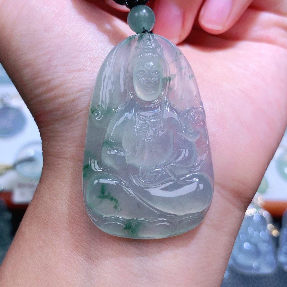 翡翠未镶嵌颈饰观音牌