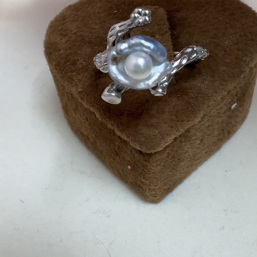 海水珍珠戒指银S925镶嵌