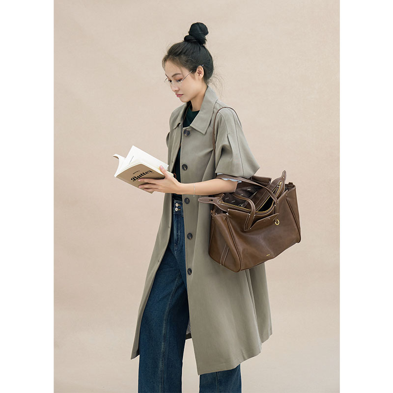 A美洋MEIYANG 巴黎旧梦风衣 飒爽帅气！英伦翻领宽松插肩长款外套