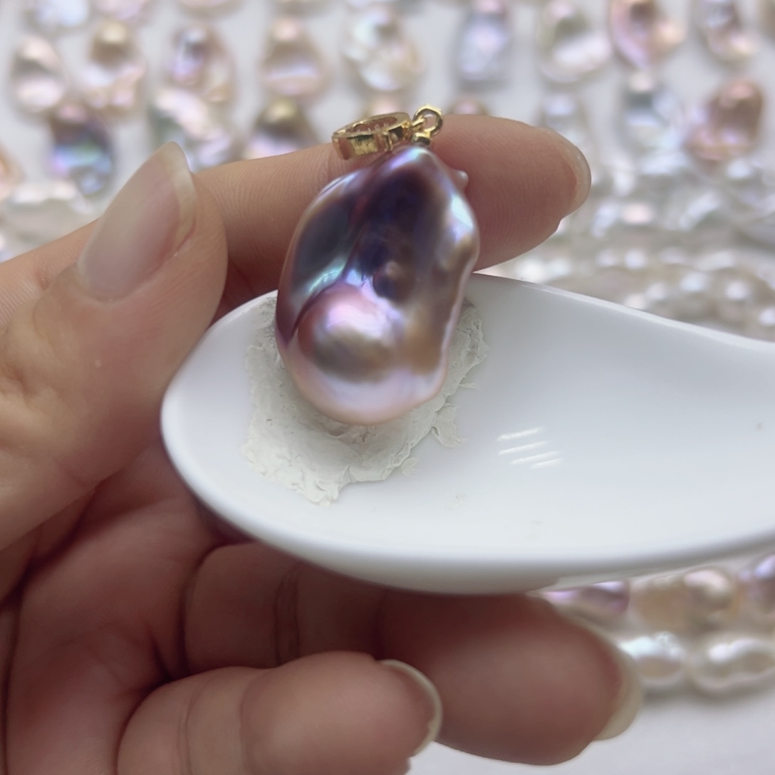 银S925镶嵌淡水珍珠天然淡水珍珠