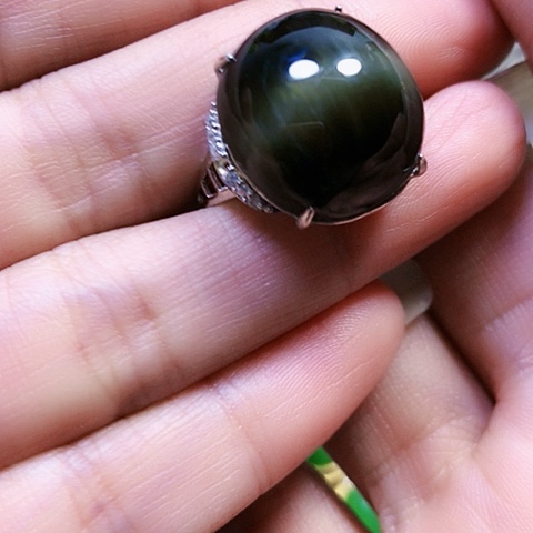 和田玉银S925镶嵌戒指