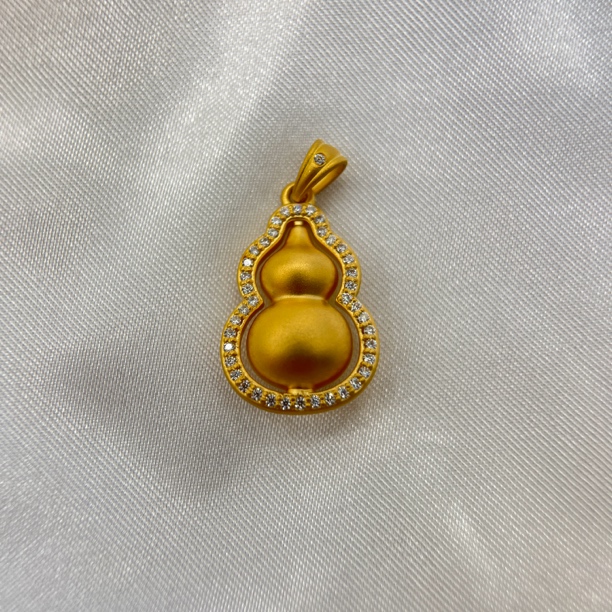 足金饰品/镶嵌合成锆石双层葫芦/2.28/B122531/h