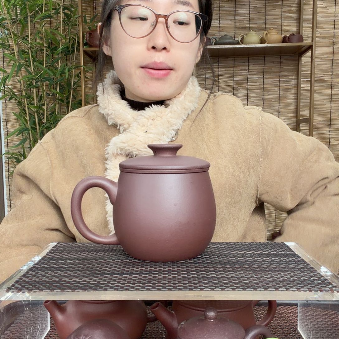 茶壶紫砂原矿湖父底槽青福圆三件套没礼盒400CC左右没礼盒