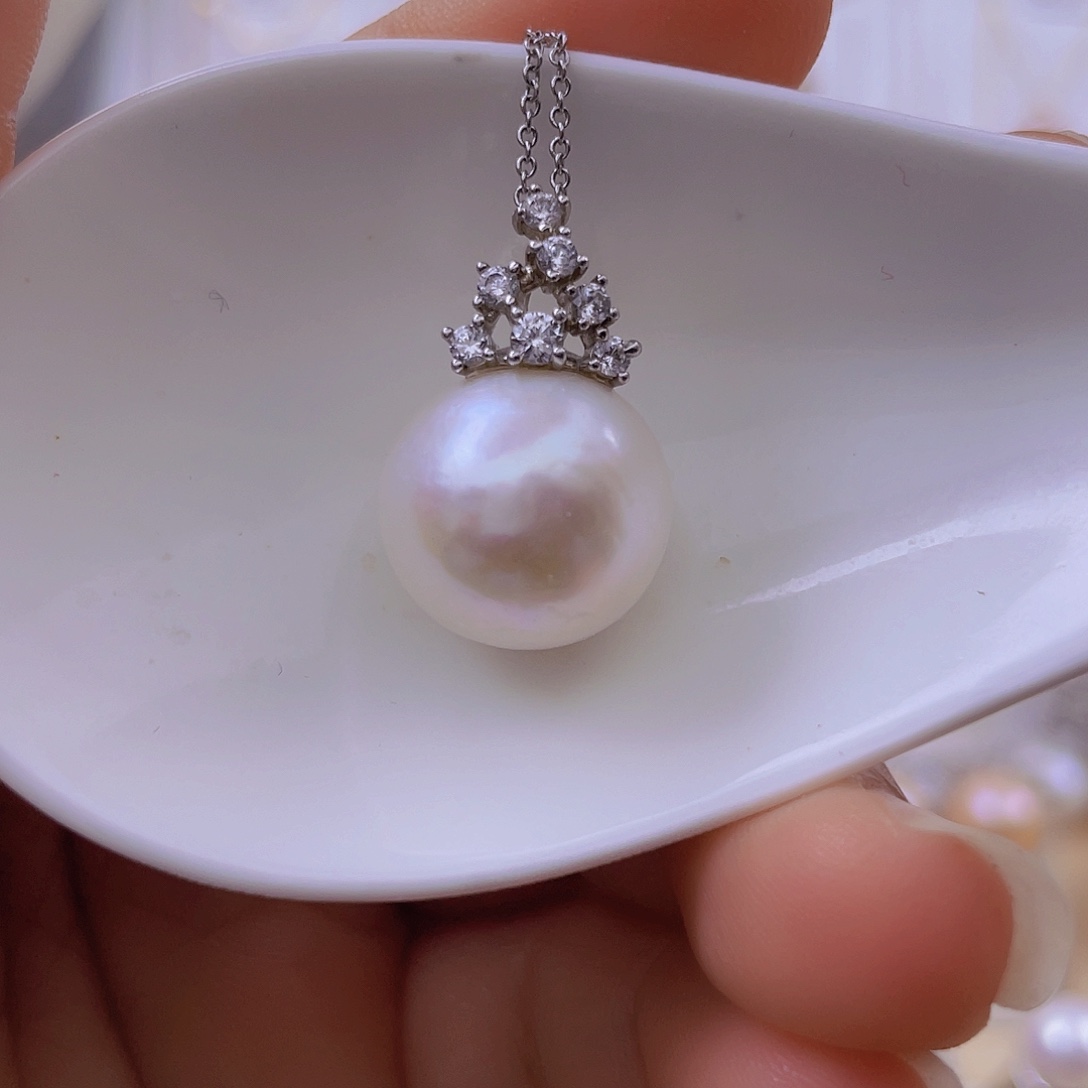 淡水珍珠银S925镶嵌吊坠(赠链)