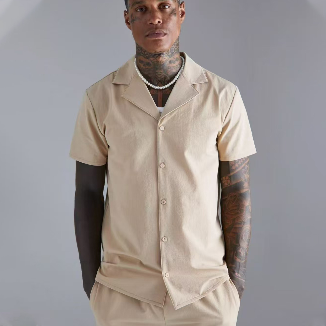 美式复古！经典古巴领！户外防水轻量化夏季男士翻领短袖衬衫衬衣