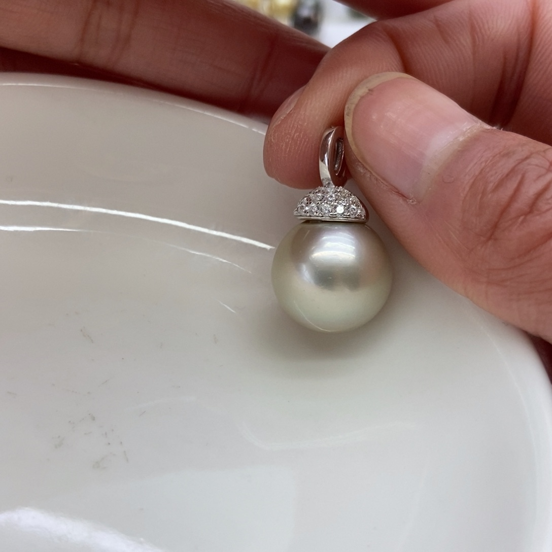 海水珍珠吊坠(不含链)银S925镶嵌