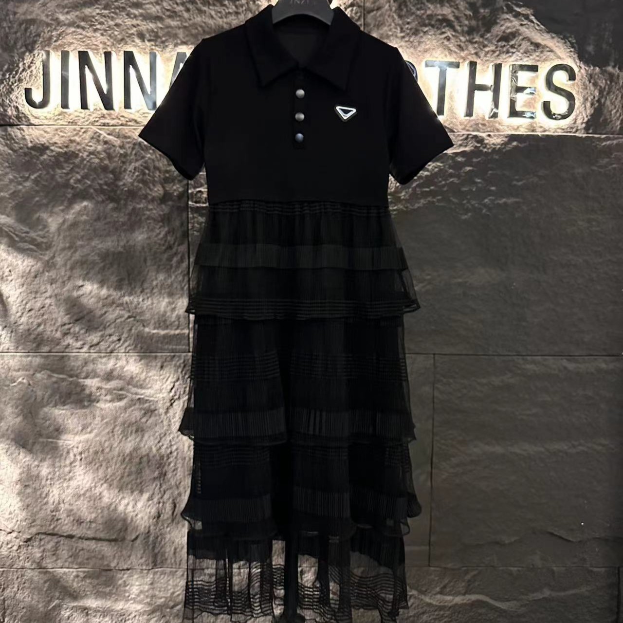 【原创大码设计师款】时尚气质方领牛仔拼接蝴蝶结收腰连衣裙3517