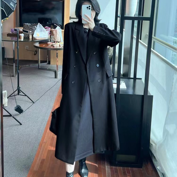 青倾家【冬日恋歌】长款过膝高级感气质女神范休闲西装大衣风衣外套