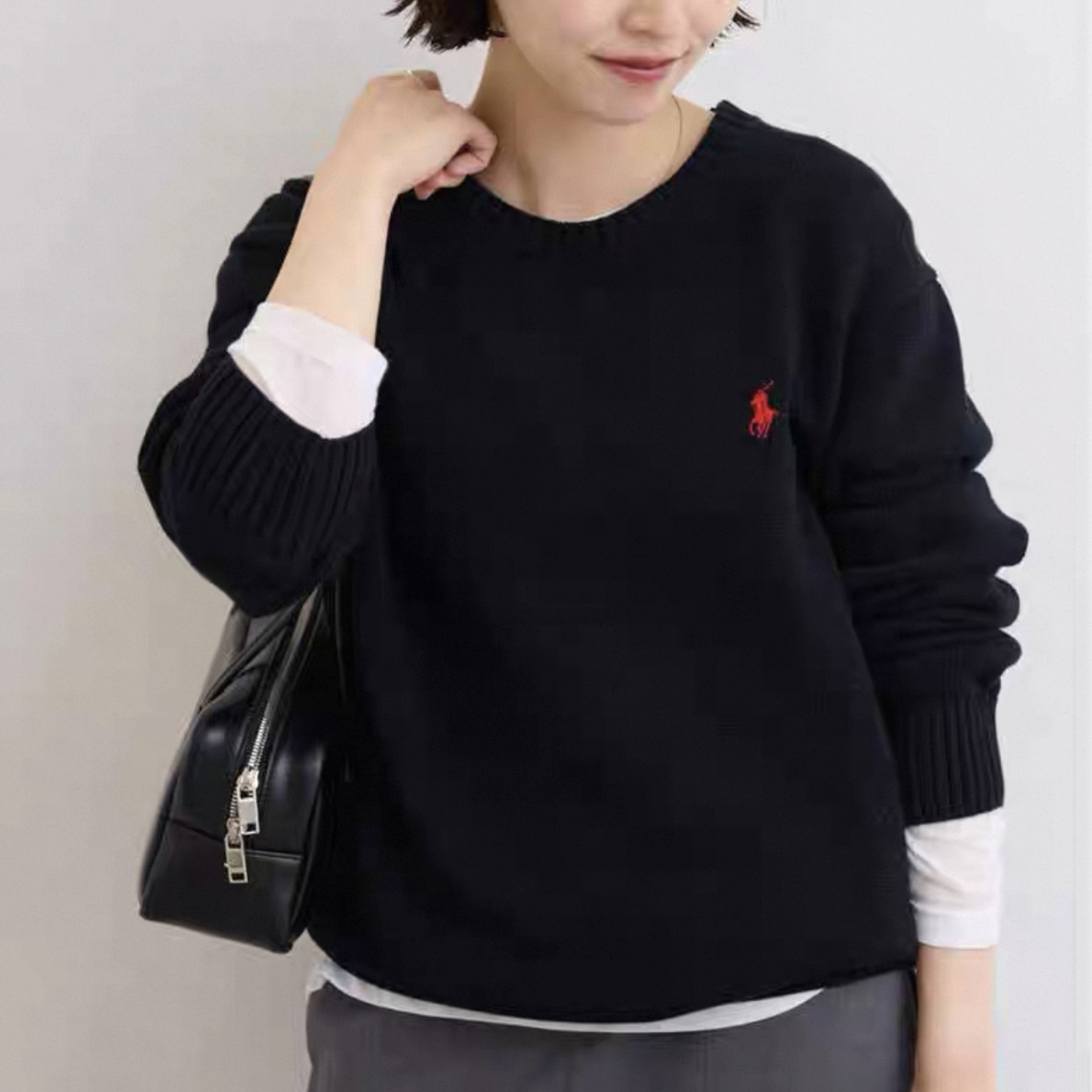 素素家《原  刺绣圆领针织羊毛衫》秋冬软糯打底衫毛衣