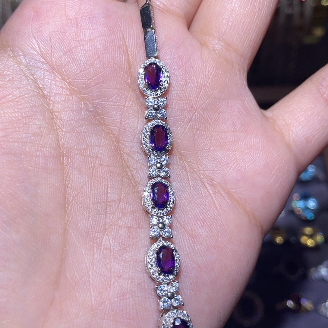 紫晶手链银S925镶嵌45677
