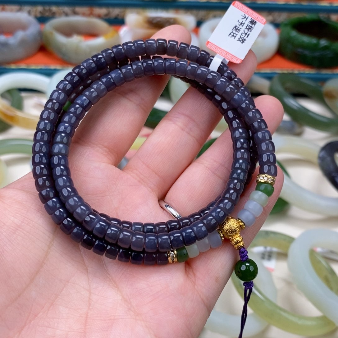 和田玉帝紫药片项链未镶嵌