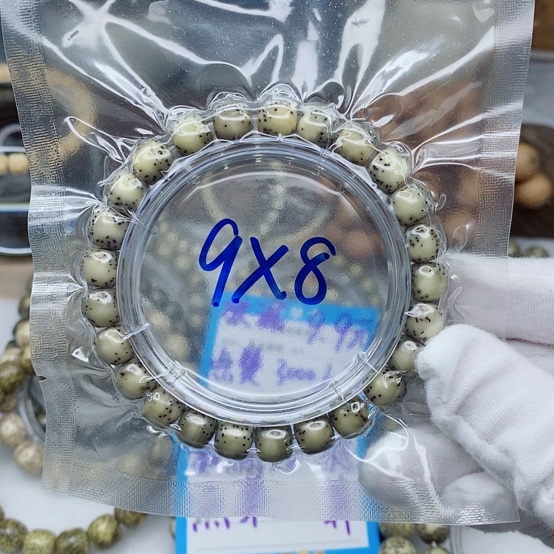 手串星月菩提原生态石玉料9×8老型桶珠
