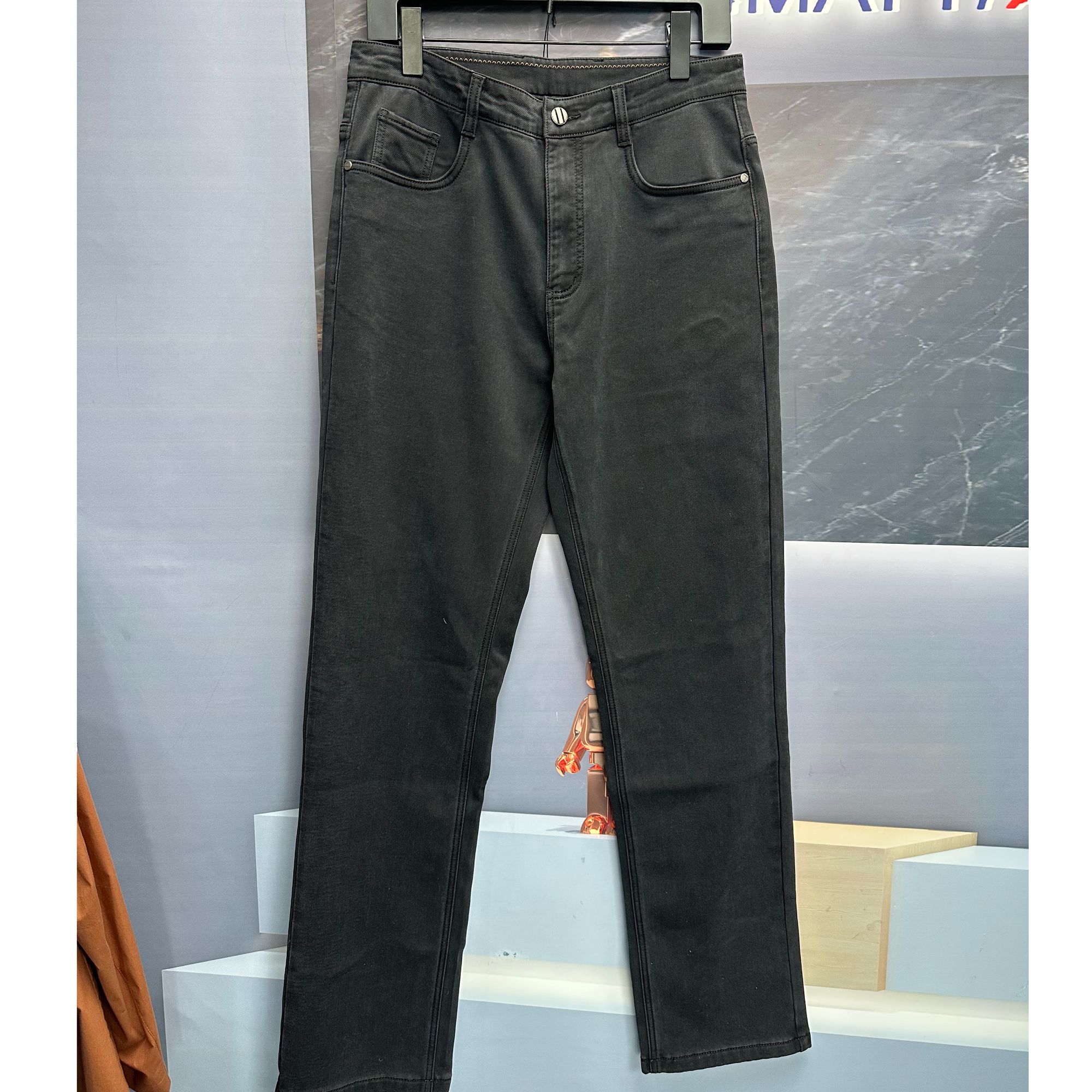 牛仔裤常规款男士复古裤子秋冬加绒秋季修身百搭打底设计师