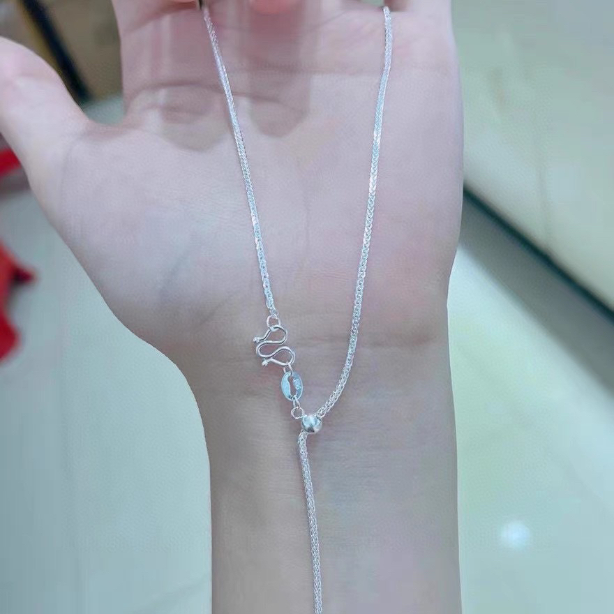 吊坠足银 999纯银项链肖邦链女无吊坠可调节锁骨链轻奢高级感挂链