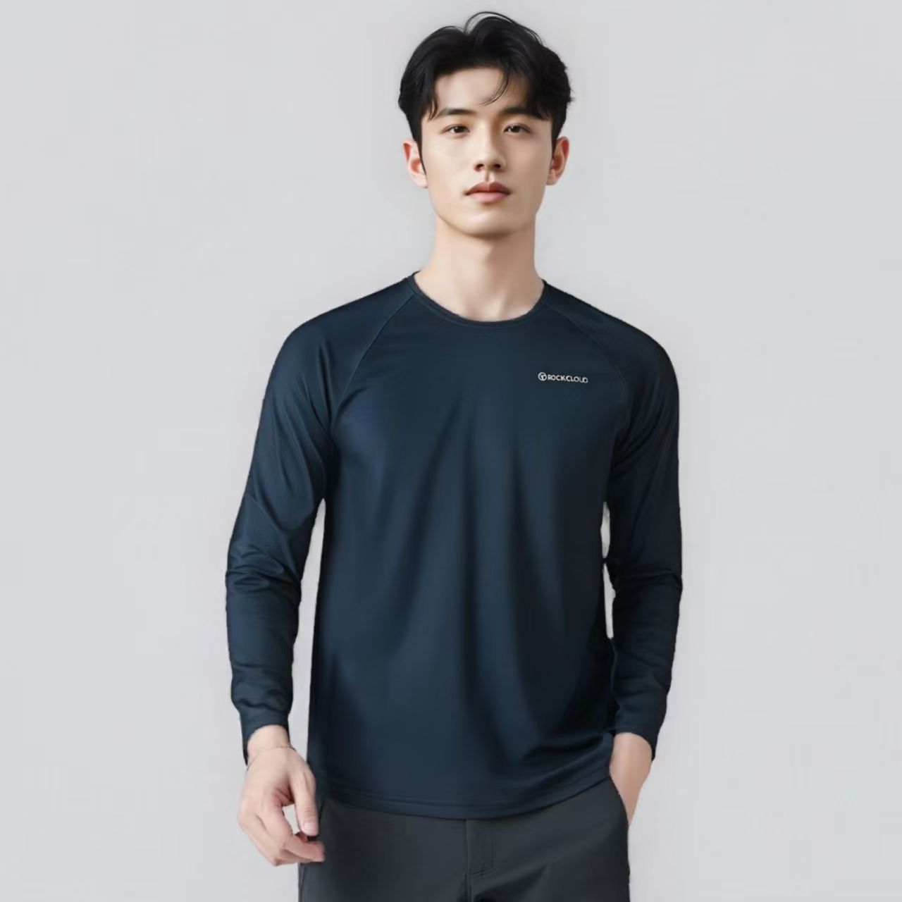 男士户外运动透气宽松防晒吸汗长袖速干T恤