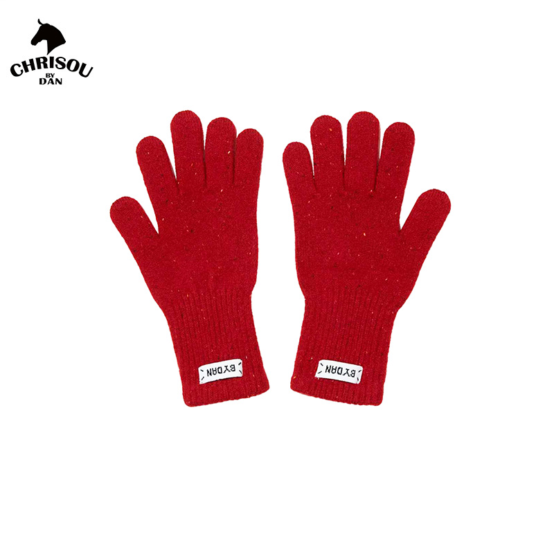 CHRISOUBYDAN欧阳丹定制新款本命年红砂糖彩点手套可触屏188160