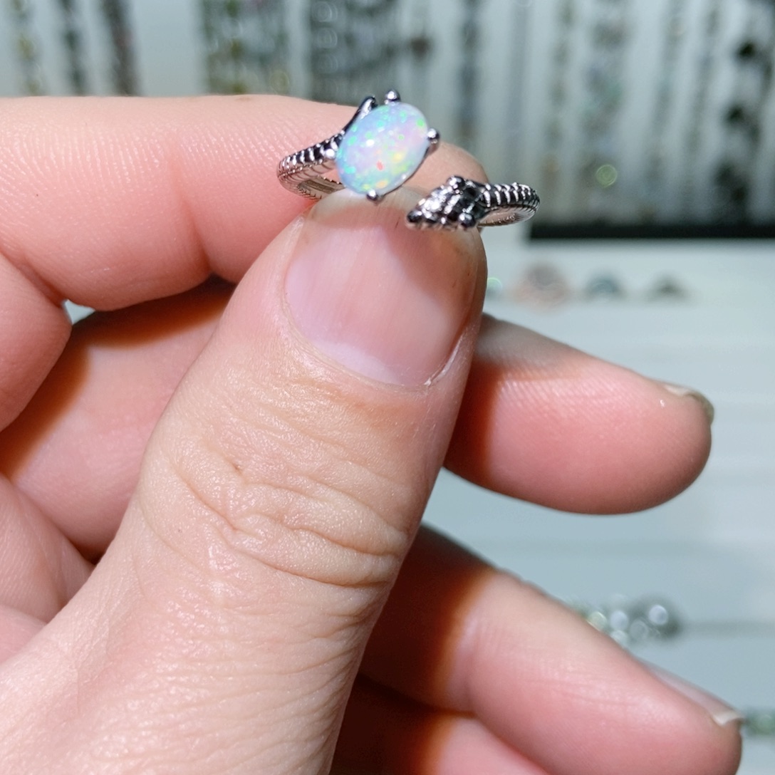 绿水晶戒指银S925镶嵌