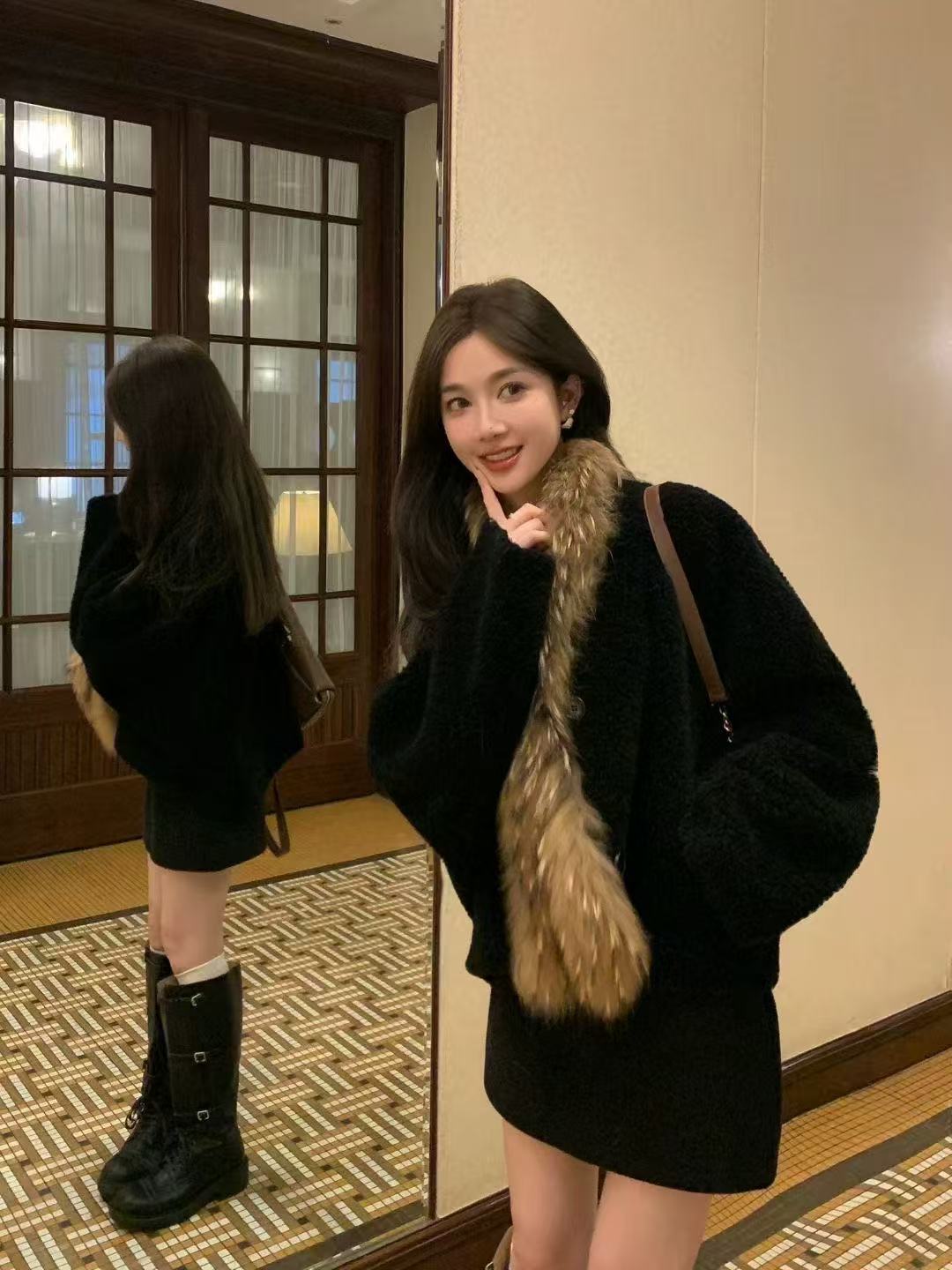 女厚款短外套女士羊毛外套百搭加绒时尚冬季