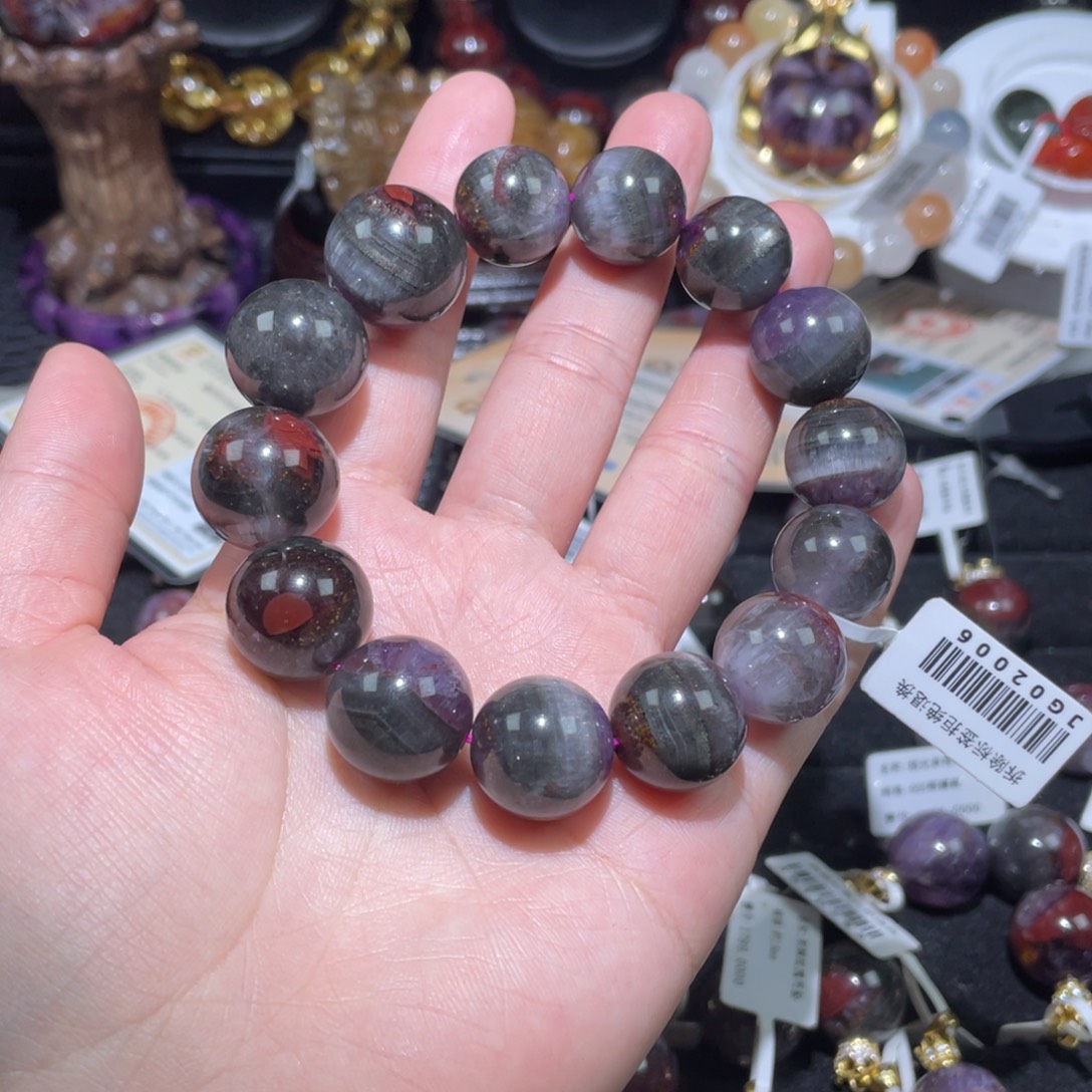 如***明水晶手链未镶嵌16mm极光23手链单圈