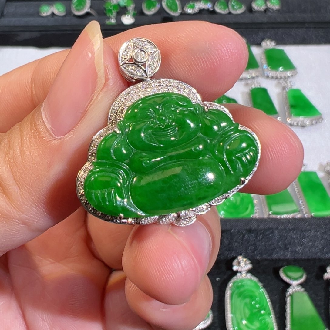 【闪购商品】翡翠吊坠(不含链)18K金镶嵌