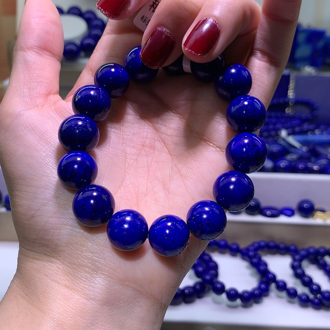 青金石未镶嵌天然原矿高品圆珠手串13.7 m