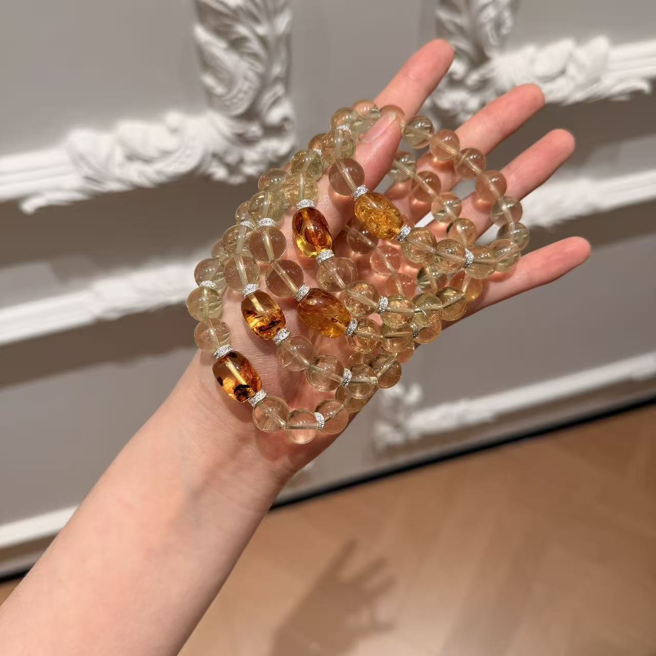 花珀黄水晶手串手链 多样性发其一C125