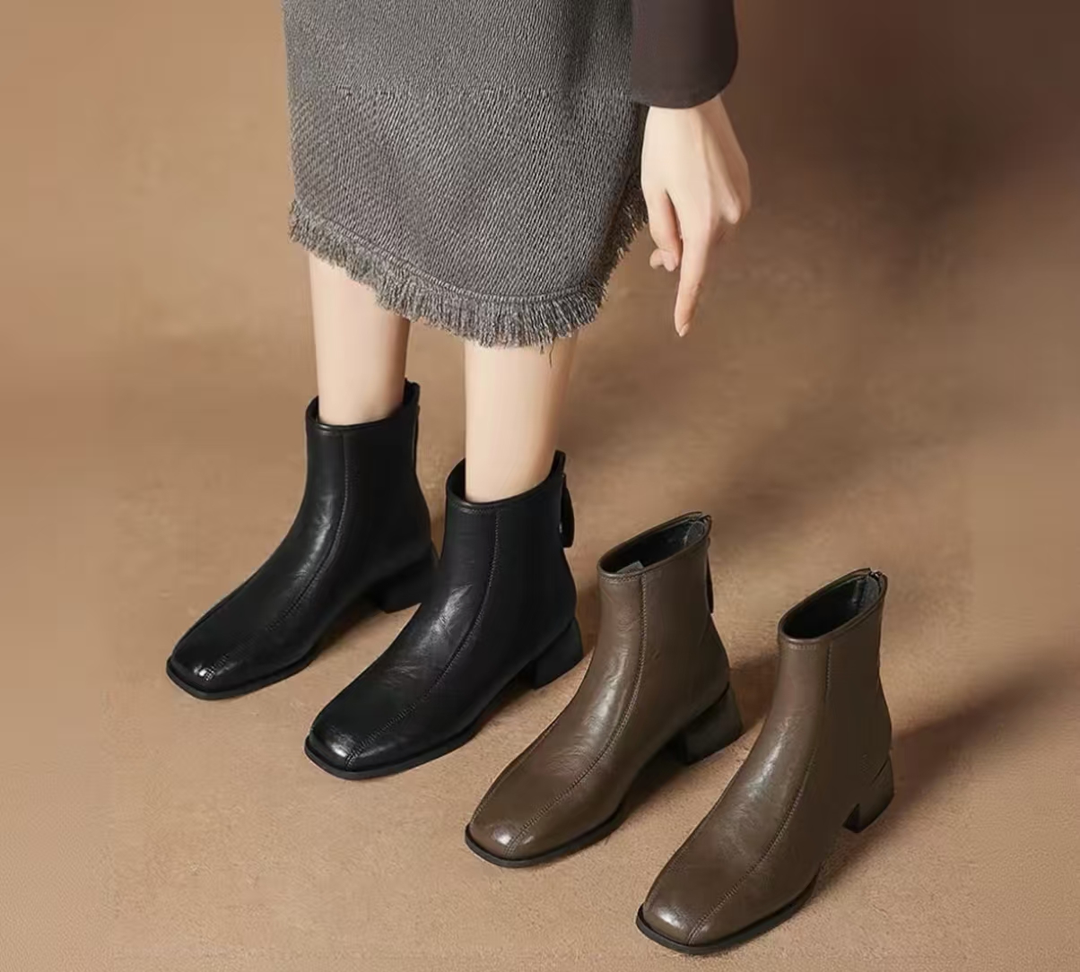 【品牌力荐】秋冬新款百搭时尚加绒加厚舒适高级设计感靴子羊188