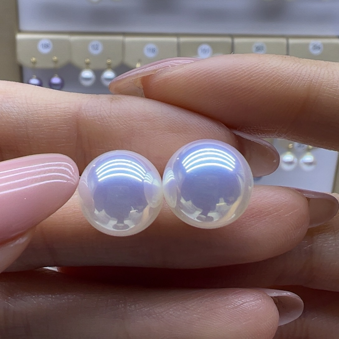 耳饰银S925镶嵌淡水珍珠