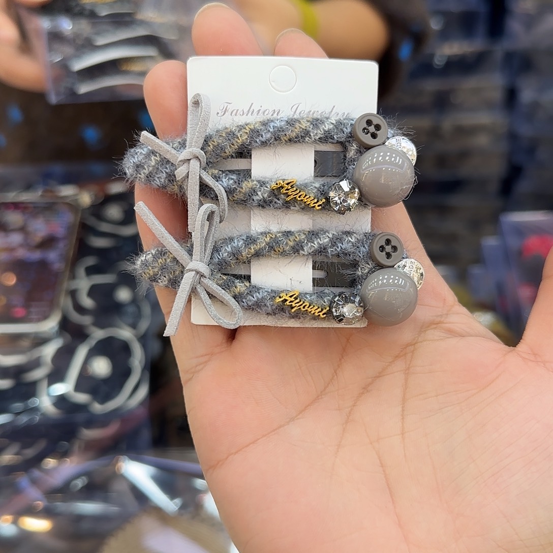 布艺非金属X35浅灰格子掰掰2个