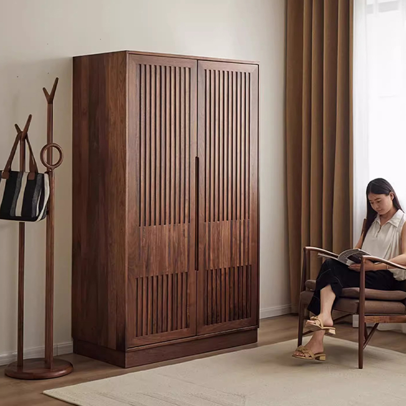 致典北美黑胡桃木衣柜家用卧室实木衣柜北欧两门新家入住必备家具