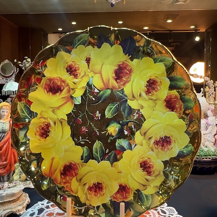 陶瓷大赏盘黄玫瑰 直径41厘米