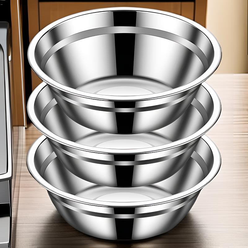 22CM【三个装】不锈钢盆食品级加厚平底圆盆家用厨房菜盆铁盆饭盆子