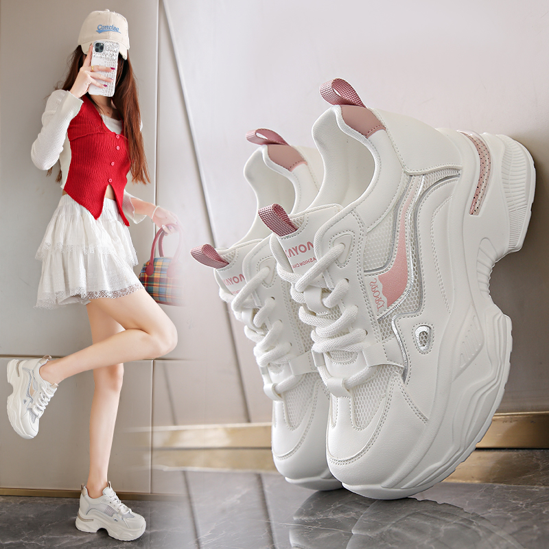 跑步网红纯色ins春季百搭时尚休闲鞋女鞋增高老爹鞋内增高