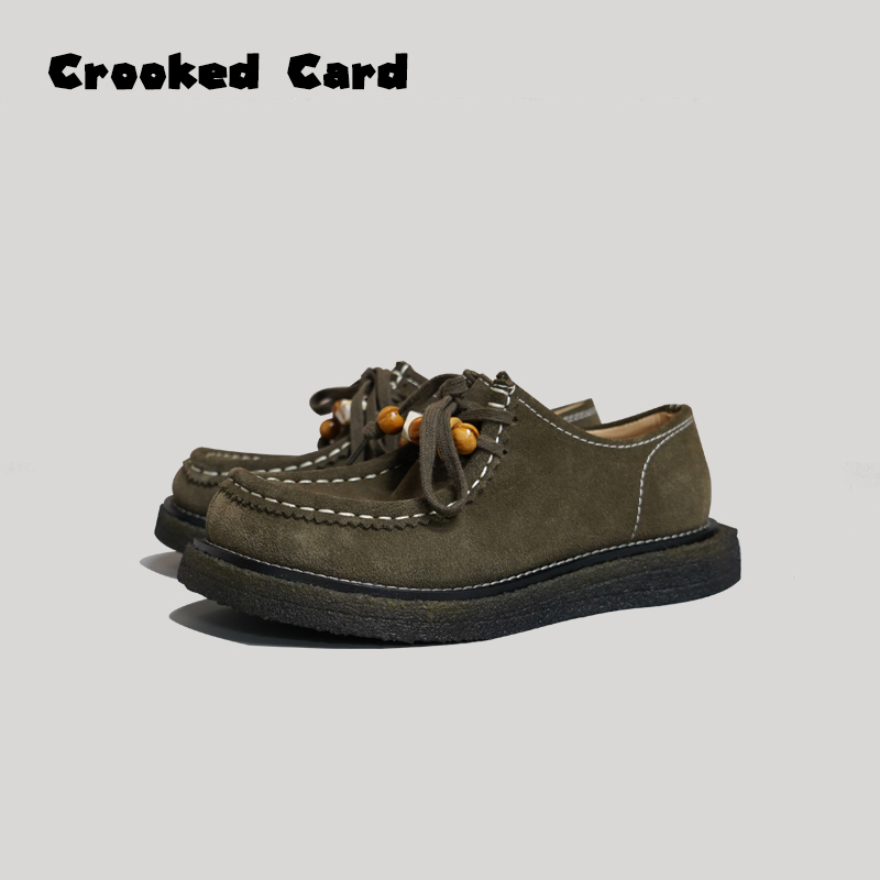 Crooked Card绿野仙踪 时尚复古潮流方头袋鼠鞋女厚底舒适百搭