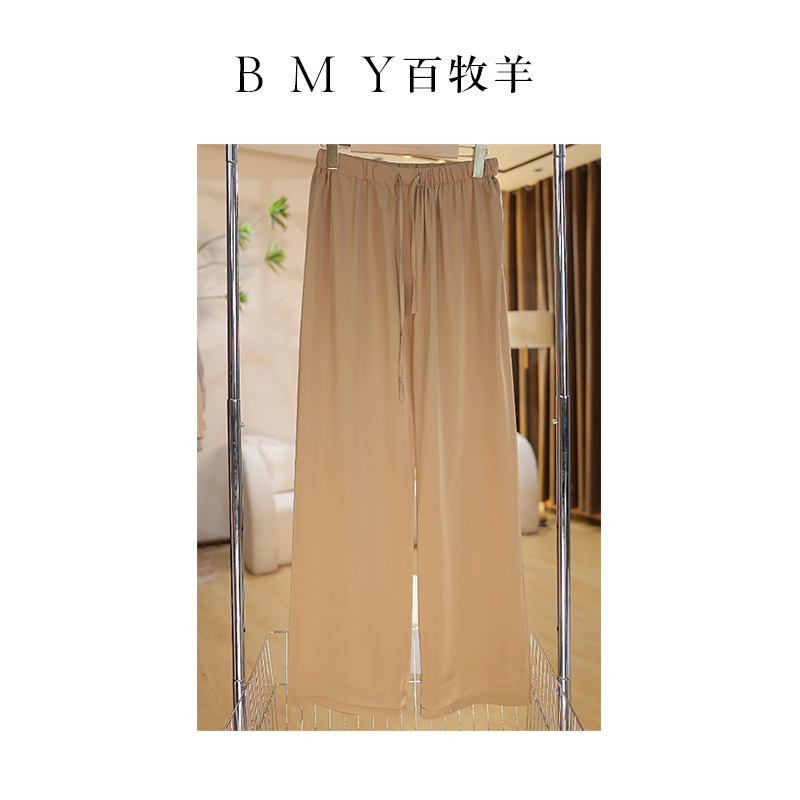 【流光溢彩】高腰阔腿直筒裤 缎面醋酸休闲长裤 夏季薄款裤子
