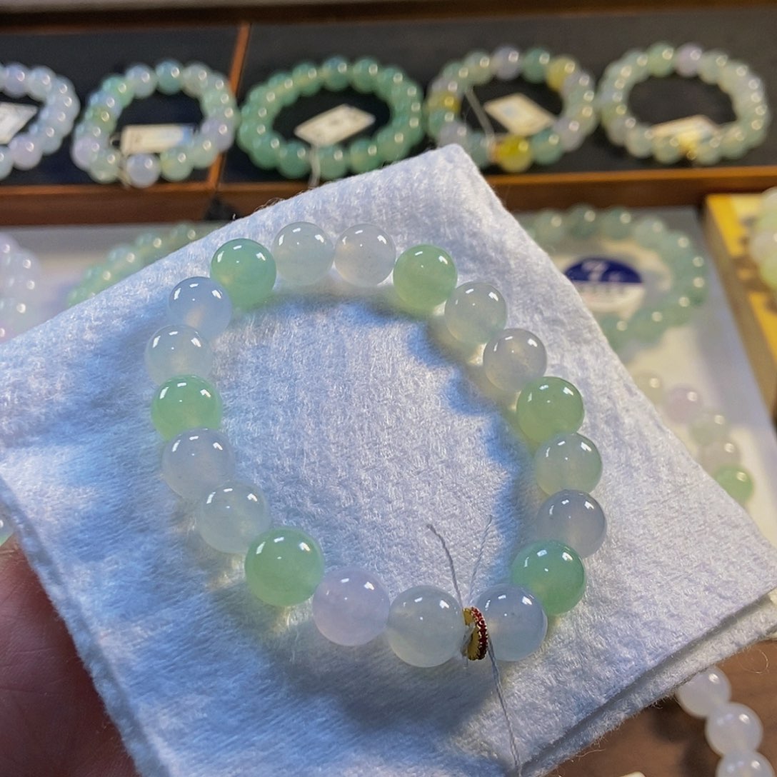 定制翡翠未镶嵌翡翠手串卡9.8